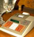 Marzipan the cat computes the value of Pi on a recent addition to the collection, the APF Mark 231.